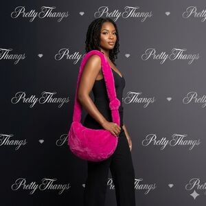 Pink Faux Fur Shoulder Bag